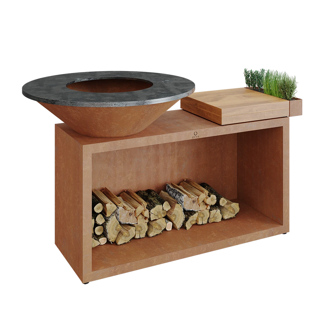 Ofyr Island Corten 85-100 Teakhout En Donker Grijs Keamiek 2 Ofyr Island Corten 85-100 Teakhout En Donker Grijs Keamiek - Afbeelding 2